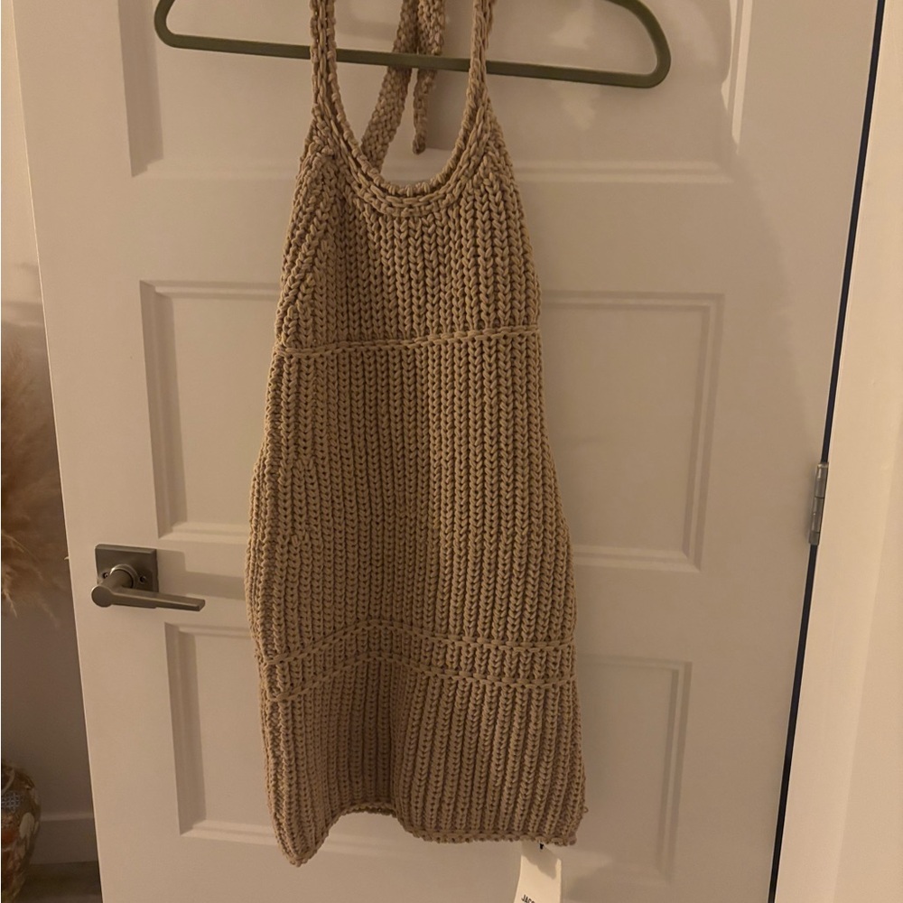 Jacquemus Tan Knit Halter Mini Dress
